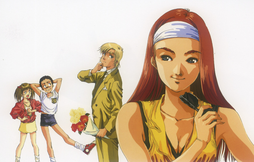 1980s_(style), 2boys, 2girls, age_difference, alfred_izuruha, alternate_universe, bernard_wiseman, blonde_hair