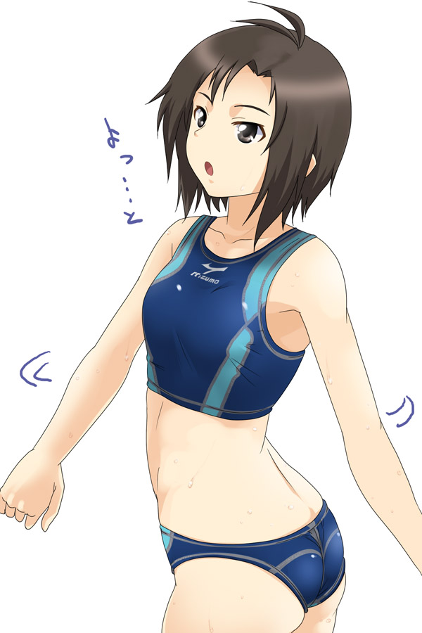 ass, black_eyes, black_hair, idolmaster, idolmaster_2, kikuchi_makoto, mizuno, short_hair