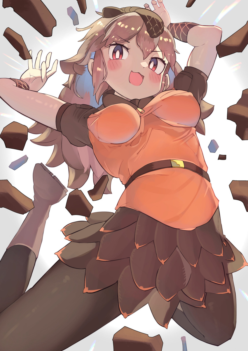 1girl, absurdres, animal_ears, belt, boots, brown_eyes, brown_hair, extra_ears