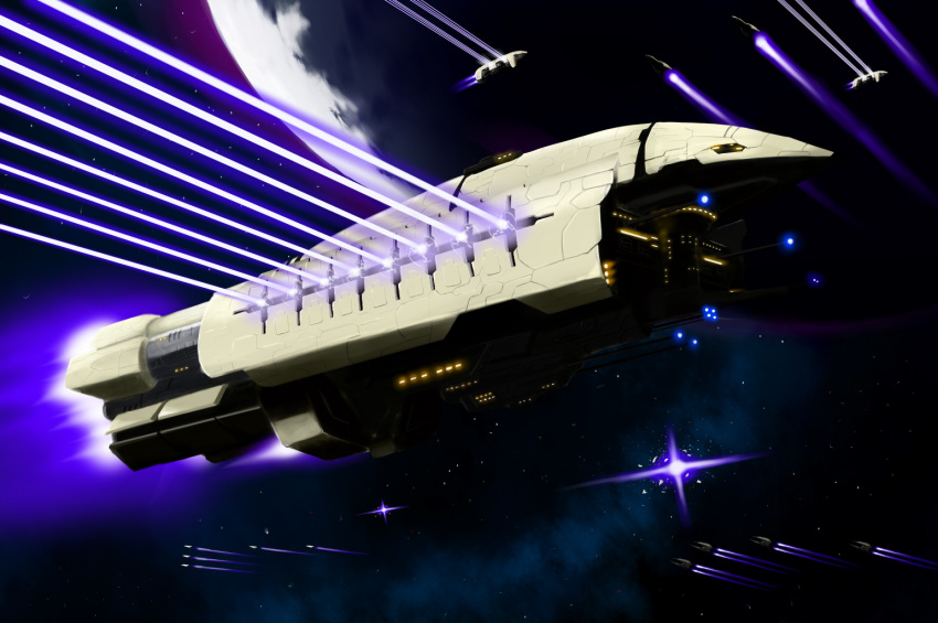 abaddon_(eve_online), amarr_empire_(eve_online), apocalypse_(eve_online), attack, attack_ship_(eve_online), battle, battleship_(eve_online), clown84, combat_ship_(eve_online), commentary_request, dark_background, energy, energy_beam, eve_online, executioner_(eve_online), explosion, fleeing, flying, frigate_(eve_online), glowing, laser, military_vehicle, nebula, no_humans, outdoors, partial_commentary, planet, radio_antenna, science_fiction, space, spacecraft, star_(sky), vehicle_focus
