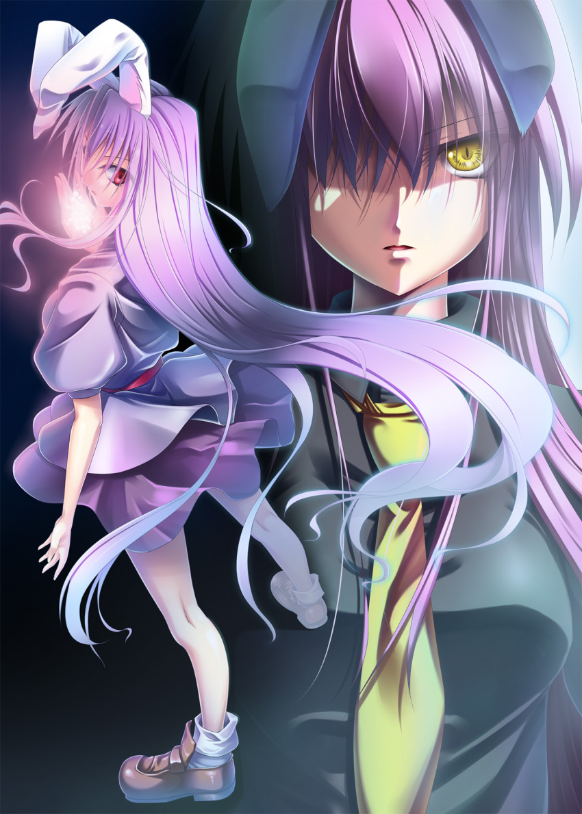 bunny_ears, highres, kuga_(rinkane), long_hair, purple_hair, rabbit_ears, red_eyes, reisen_udongein_inaba