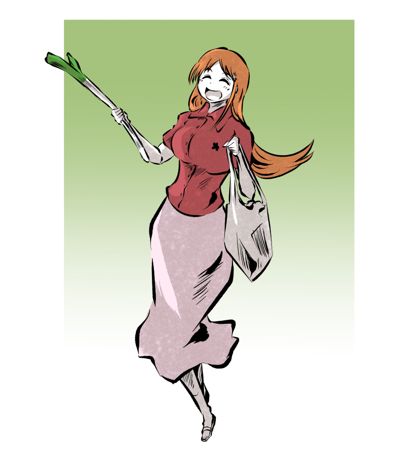 1girl, :d, ^_^, bag, bleach, blush, closed_eyes, collared_shirt