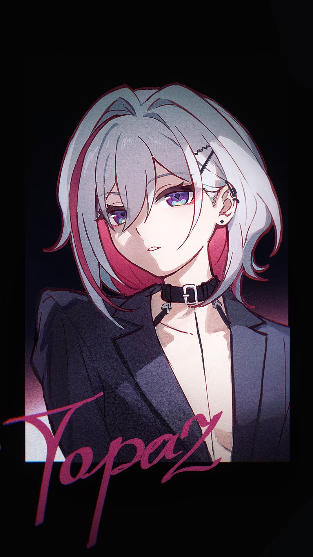 1girl, highres, honkai:_star_rail, honkai_(series), indigopp, looking_at_viewer, multicolored_hair, partially_open_jacket