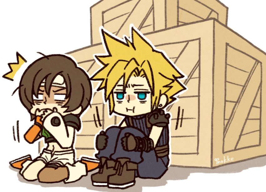1boy, 1girl, armor, artist_name, asymmetrical_legwear, baggy_pants, belt, blonde_hair
