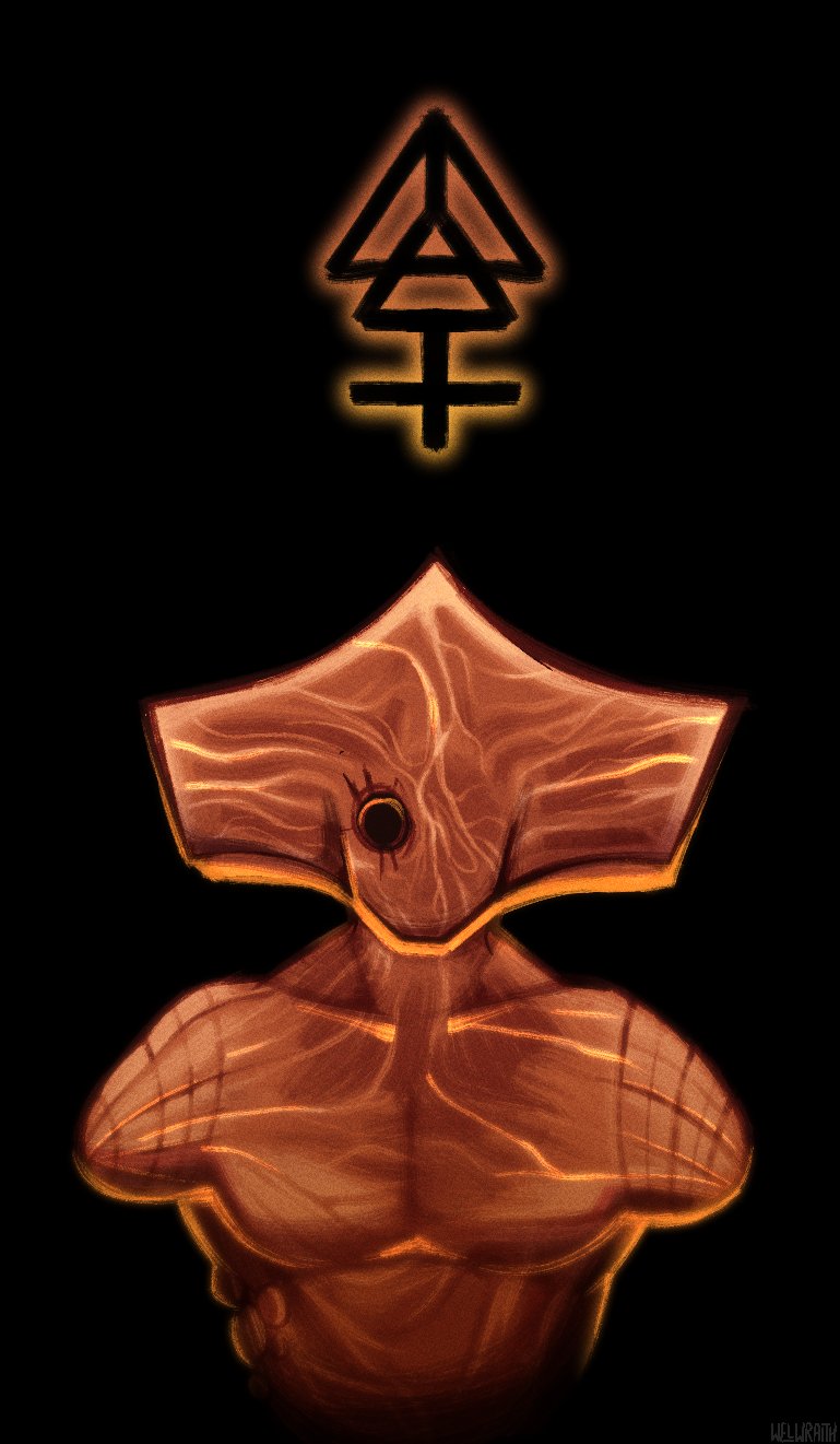 1other, artist_name, black_background, commentary, cropped_arms, cropped_torso, fear_&amp;_hunger, fear_&amp;_hunger_2:_termina, highres, hollow_eyes, no_skin, one-eyed, sigil, simple_background, solo, spoilers, the_sulfur_god_(fear_&amp;_hunger), veins, welwraith