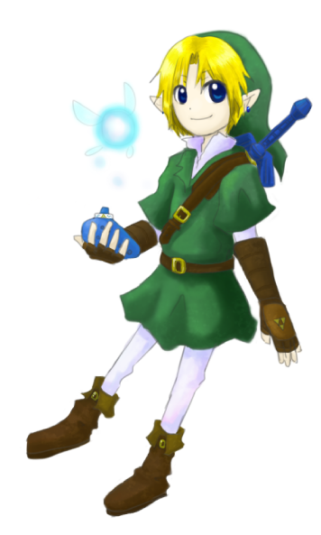 blonde_hair, boots, elbow_gloves, fairy, gloves, instrument, link, male