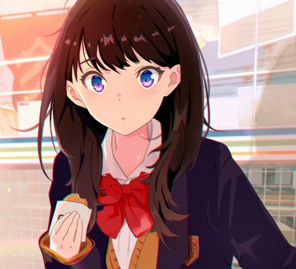 1girl, black_hair, black_jacket, blazer, blue_eyes, bow, bowtie, eating