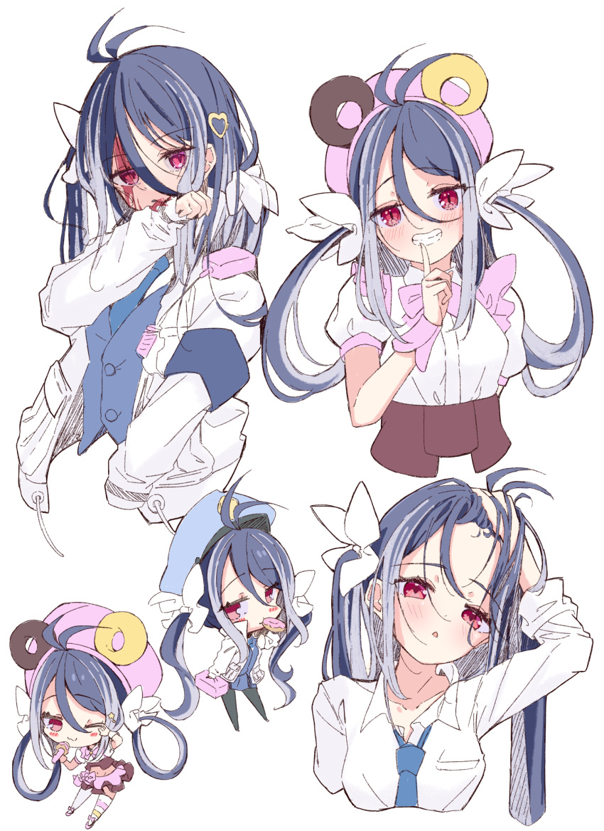 1girl, antenna_hair, beret, black_pantyhose, blood, blood_on_clothes, blood_on_face, blue_archive