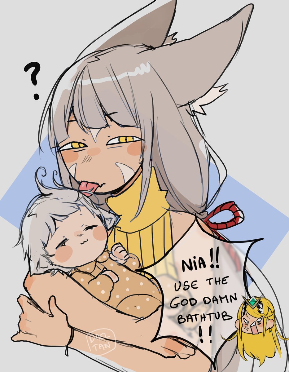<|>_<|>, 3girls, :3, ?, aged_down, anger_vein, angry, animal_ear_fluff