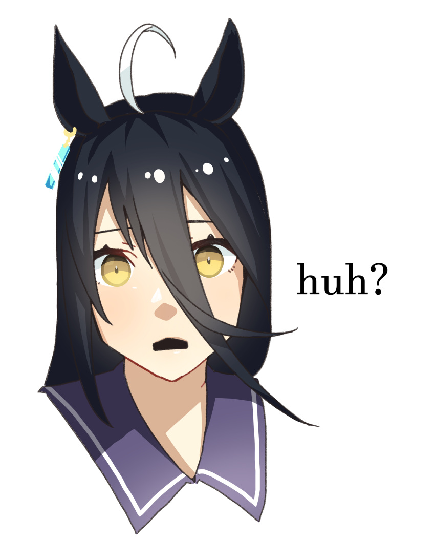 1girl, a4_(a4_eishi), absurdres, ahoge, animal_ears, black_hair, earrings, hair_between_eyes
