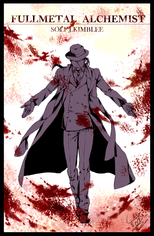 1boy, blood, formal, fullmetal_alchemist, hat, lightning_(pixiv), long_hair, male