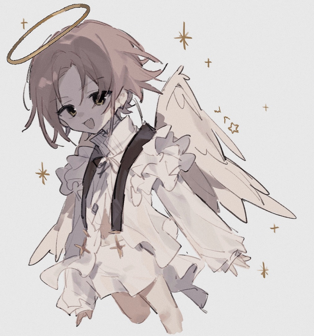 1boy, agape_(shtdn), angel, angel_wings, film_grain, gelato1014, halo, light_brown_hair