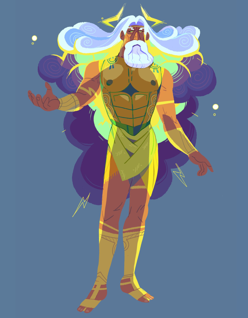 1boy, absurdres, armlet, beard, calavera145, dark-skinned_male, dark_skin, facial_hair