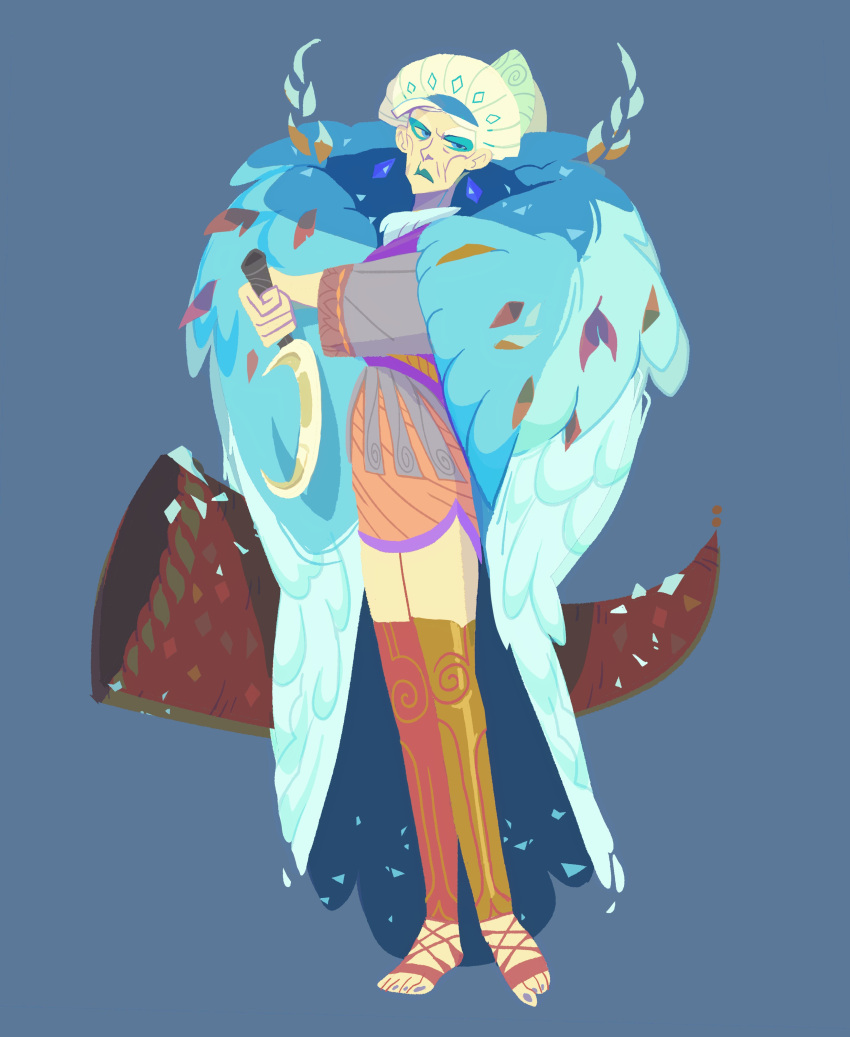 1girl, absurdres, calavera145, cornucopia, demeter_(hades), dress, earrings, grandmother