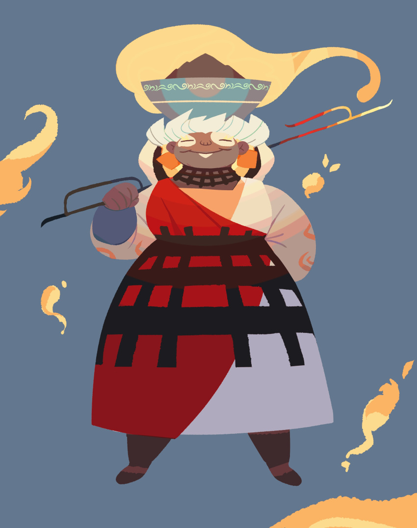 1girl, absurdres, armlet, calavera145, closed_eyes, coal, dark-skinned_female, dark_skin