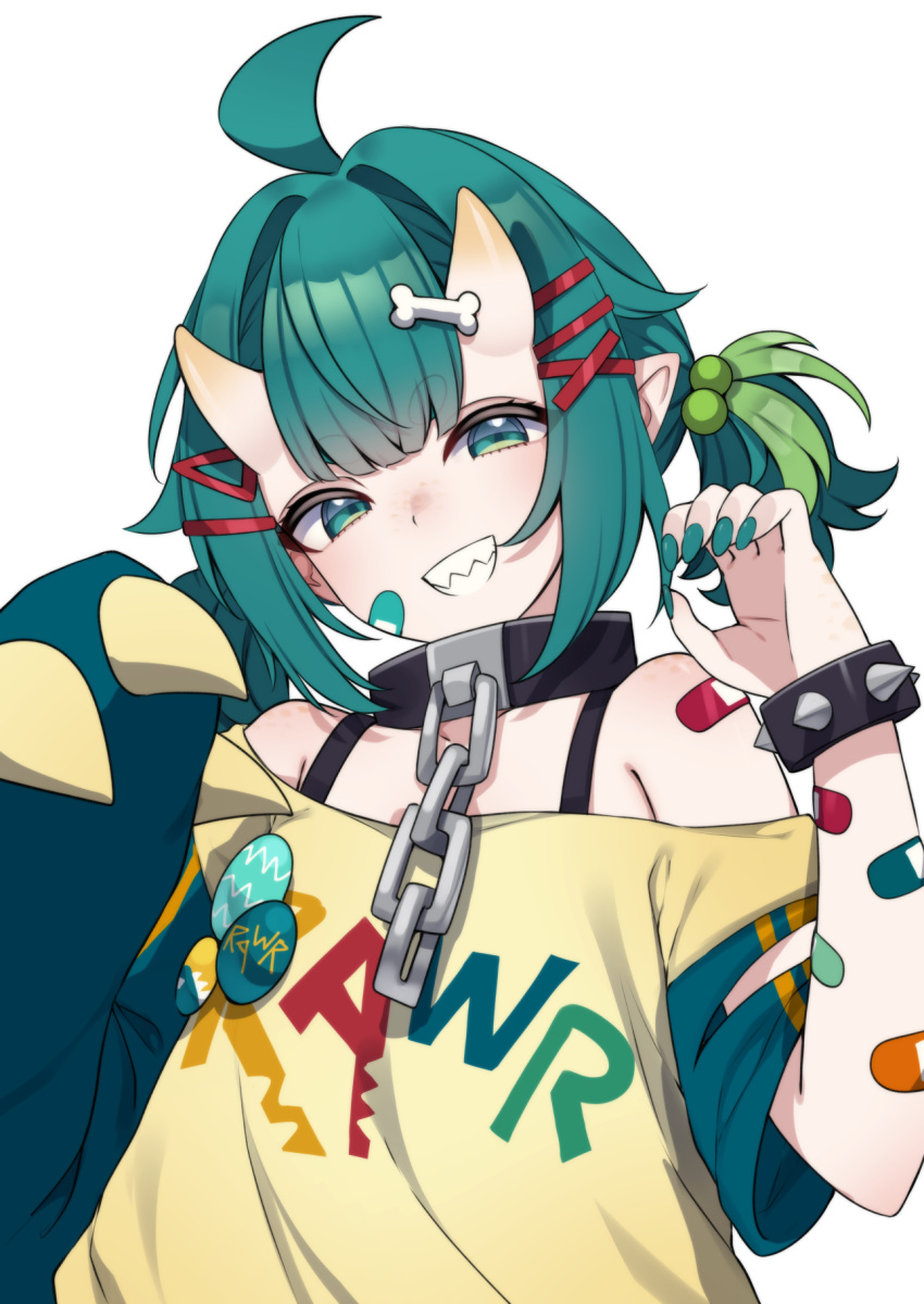 1girl, ahoge, asymmetrical_sleeves, bandaid, bandaid_on_arm, bandaid_on_cheek, bandaid_on_face, bandaid_on_shoulder