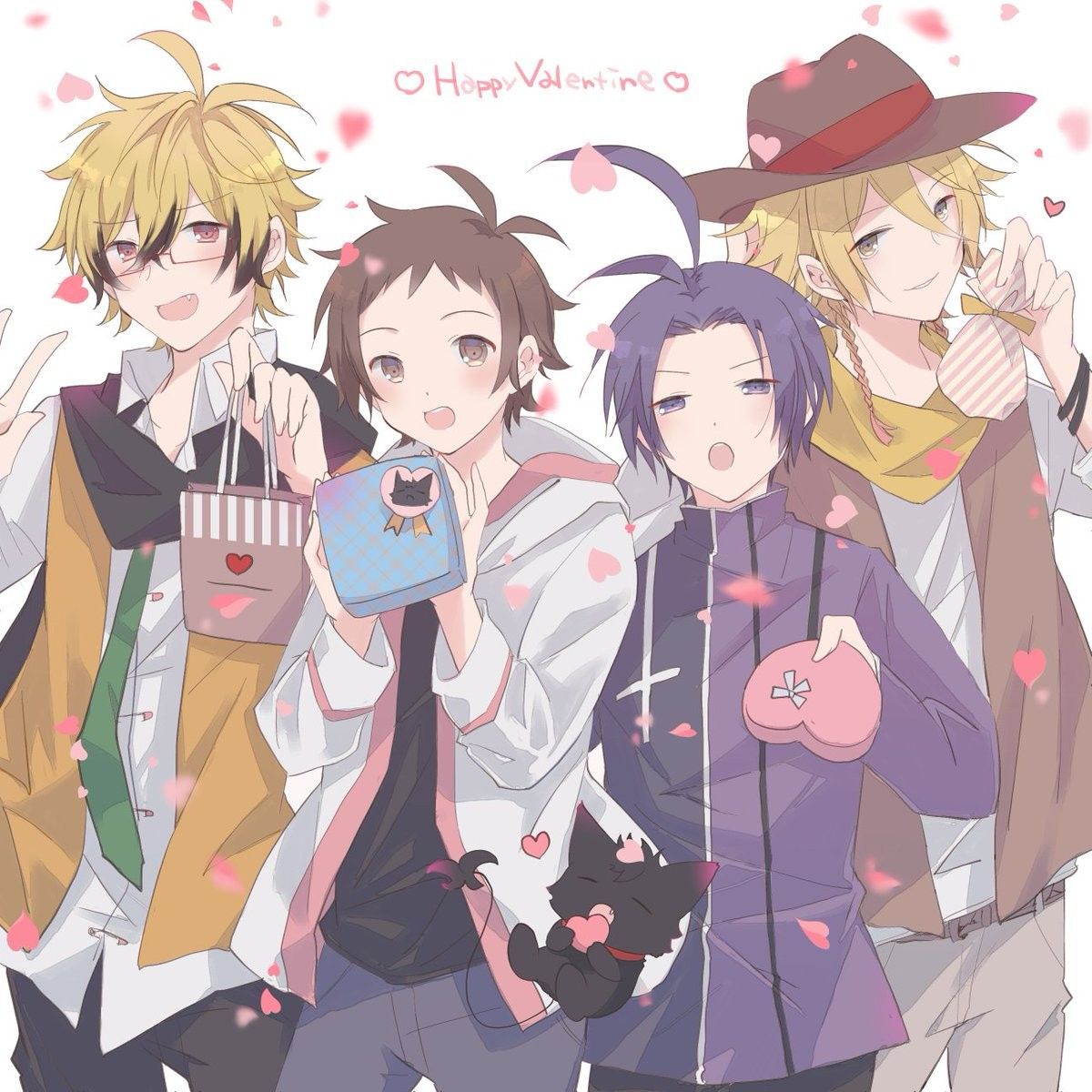 4boys, ahoge, alicein_mikuni, alicein_misono, antenna_hair, asymmetrical_hair, blonde_hair, braid