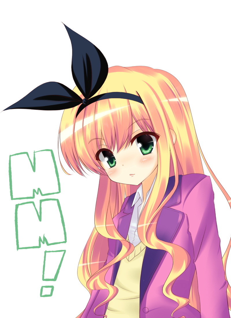 blush, green_eyes, hair_ribbon, hairband, isurugi_mio, kotonoha_zaja, long_hair, mm!