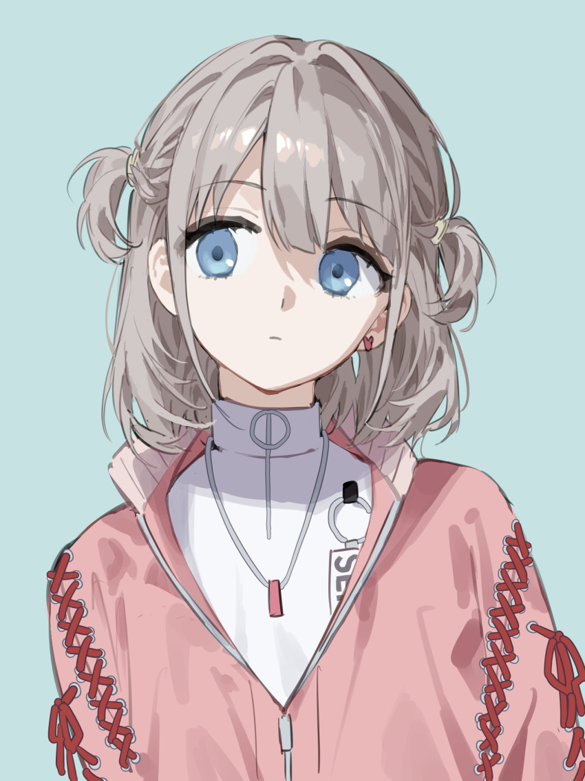 1girl, blue_background, blue_eyes, cross-laced_clothes, earrings, green_eyes, highres, idolmaster