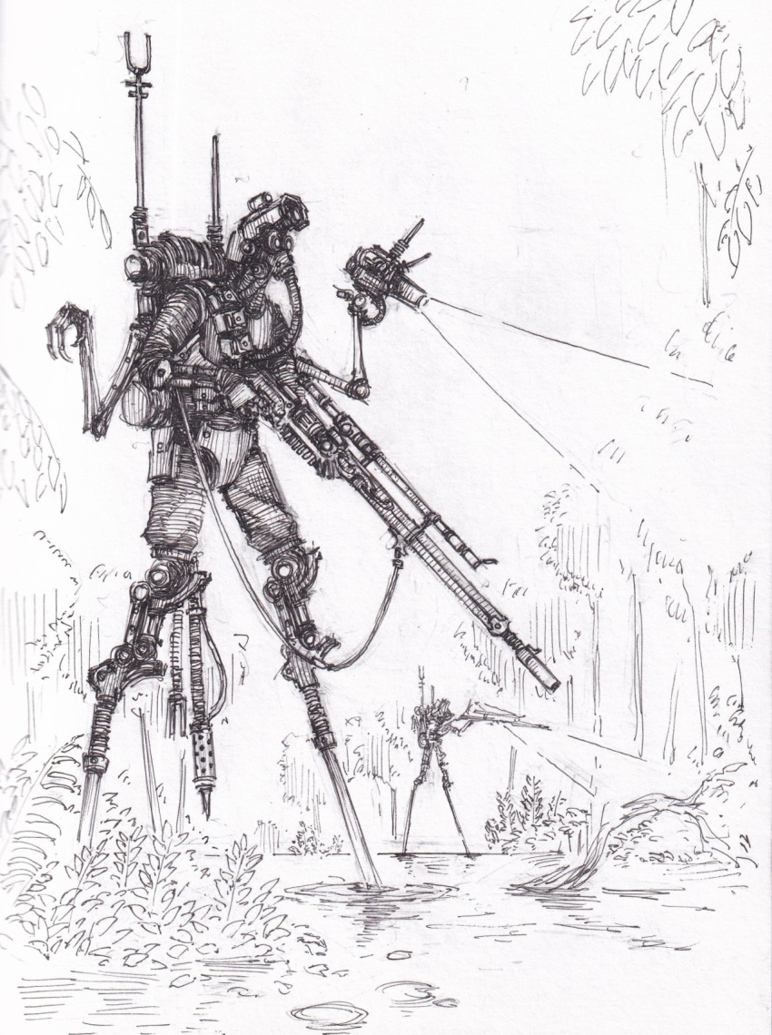 2others, adeptus_mechanicus, ambiguous_gender, skitarii, traditional_media, warhammer_40k