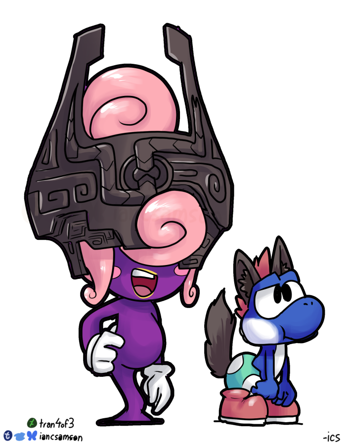 animal_ears, blue_skin, colored_skin, confused, cosplay, covered_eyes, diaper, fake_animal_ears