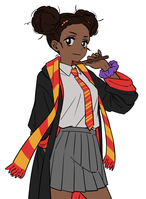 1girl, black_eyes, black_hair, bright_pupils, cloak, collared_shirt, dark-skinned_female, dark_skin