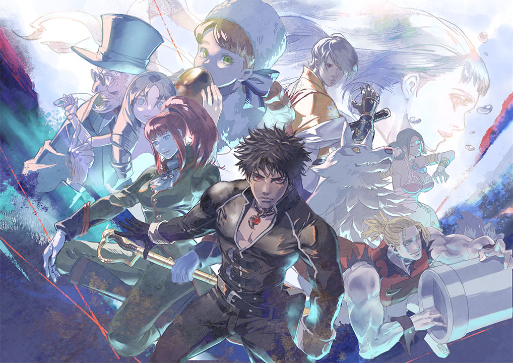 4boys, 5boys, alice_elliot, anastasia_(shadow_hearts), anniversary, blanca_(shadow_hearts), cornelia_(shadow_hearts), everyone, gepetto_(shadow_hearts), inugami_kurando, joachim_valentine, karin_koenig, katou_miyako, kurando_(shadow_hearts), lucia_(shadow_hearts), multiple_boys, muscular, muscular_male, puppet, shadow_hearts_ii, tagme, wolf, yuri_hyuga