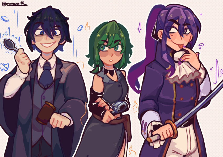 akutoku_no_judgement_(vocaloid), ascot, black_arm_warmers, black_collar, black_robe, black_sleeves, blue_ascot, blue_eyes