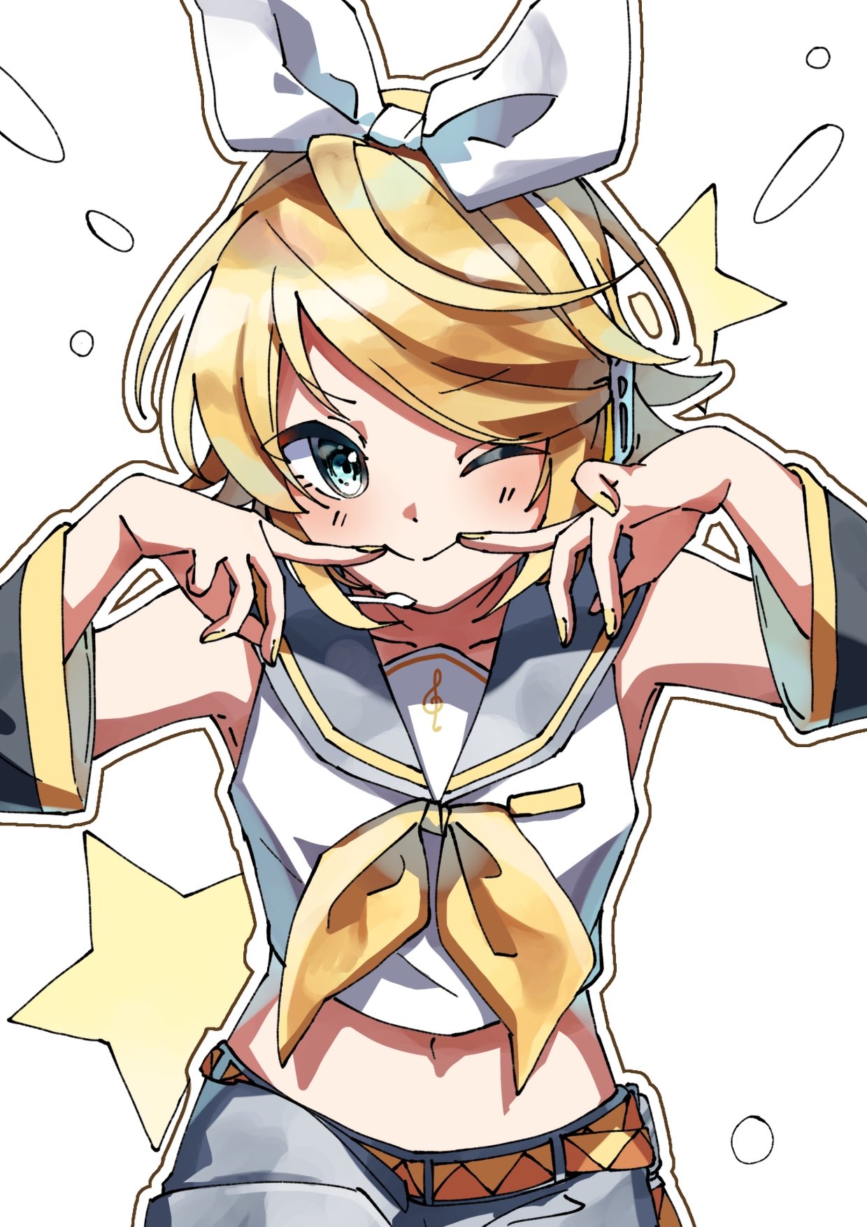 1girl, ankaketomato, aqua_eyes, bare_shoulders, belt, blonde_hair, bow, detached_sleeves