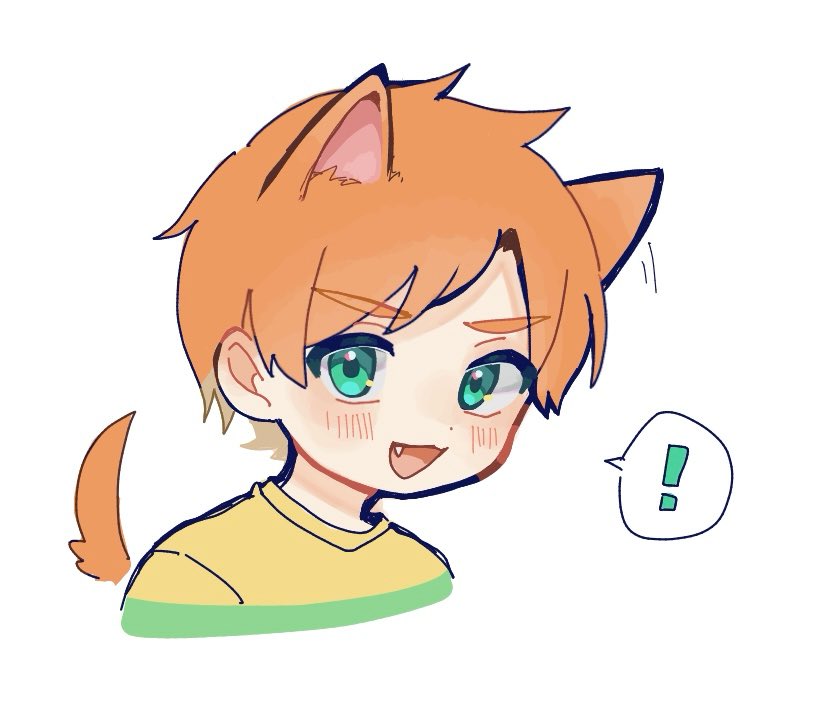 !, ..., 1boy, animal_ears, blush, cat_boy, cat_tail, claus_(mother_3)