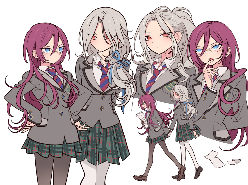 absurdres, bad_id, bad_pixiv_id, blue_eyes, blue_ribbon, breasts, closed_mouth, collared_shirt