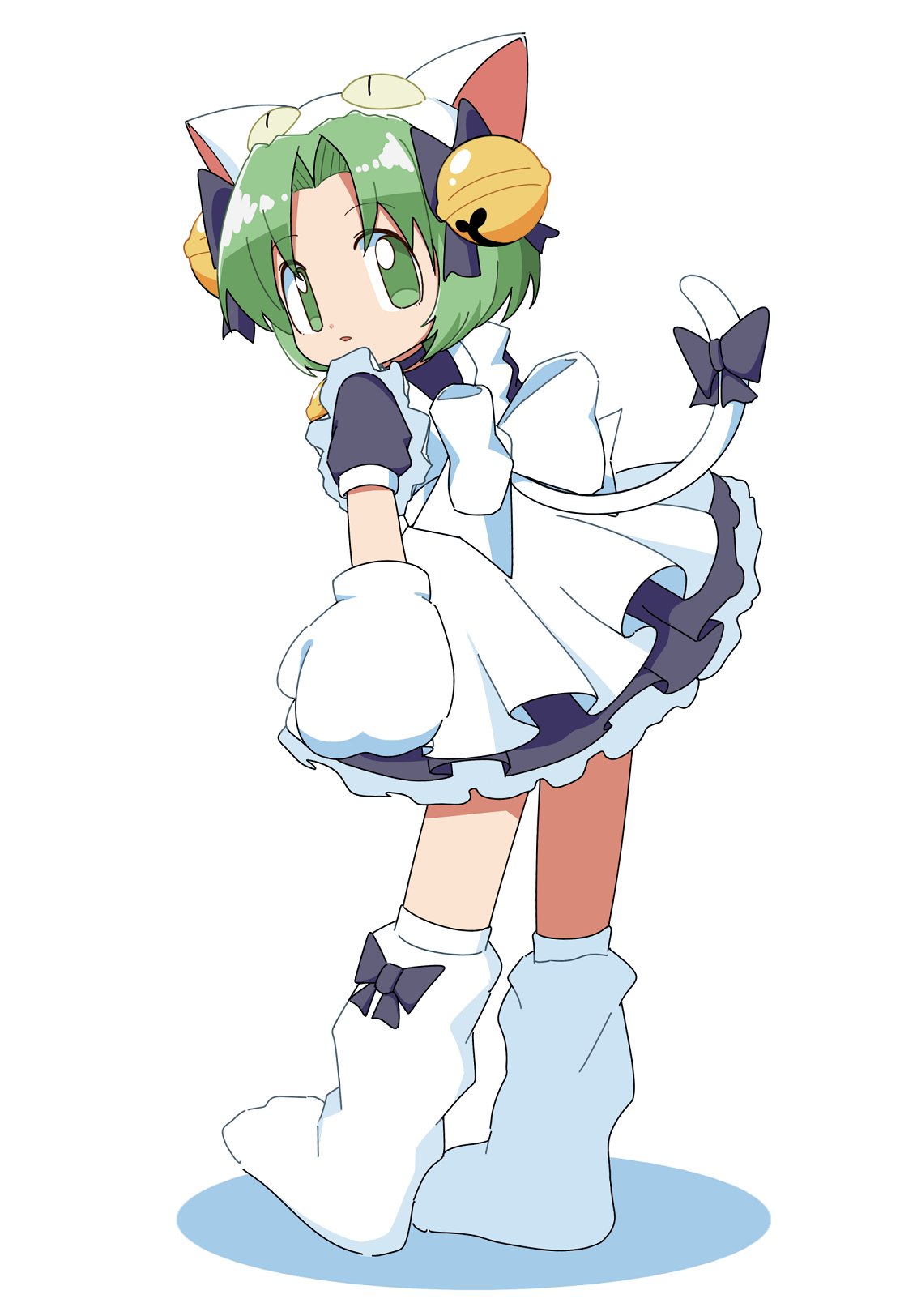 1girl, animal_ears, animal_hands, animal_hat, bell, bow, cat_ears, cat_hat