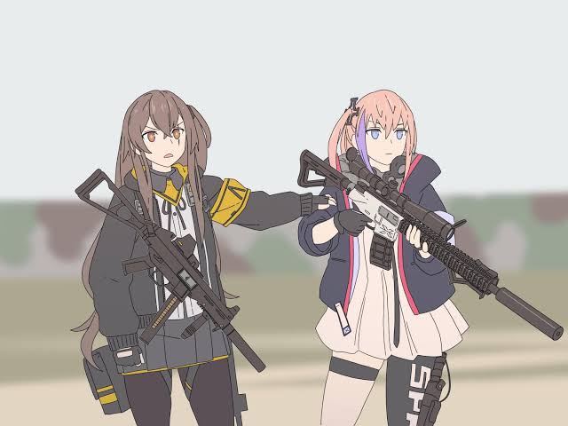 ar-15, assault_rifle, girls_frontline, gun, h&amp;k_ump45, let_him_cook_(meme), long_hair, meme