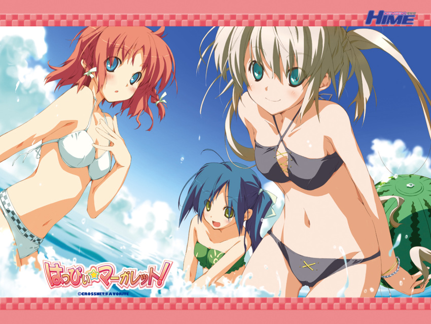 bikini, blush, food, fruit, happy_margaret!, kokonoka, nishinomiya_shizuru, ribbon
