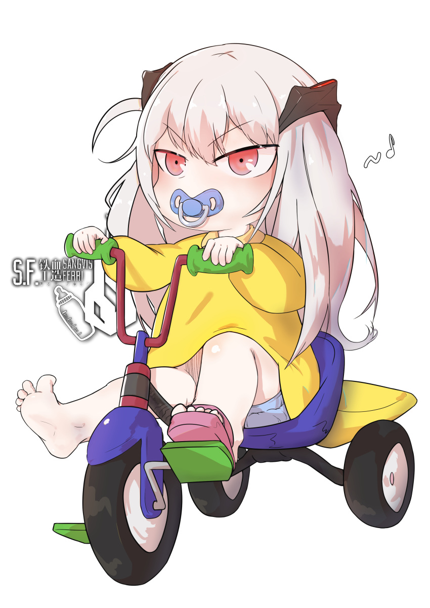 1girl, absurdres, aged_down, beak_(girls'_frontline), blue_shorts, bluecandy2795, commentary, english_commentary