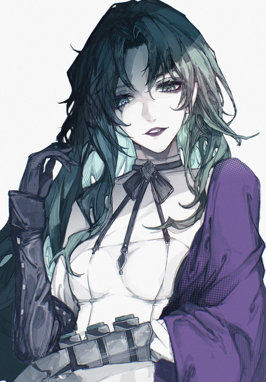 1girl, chironoliver, gloves, green_eyes, green_hair, grin, highres, long_hair