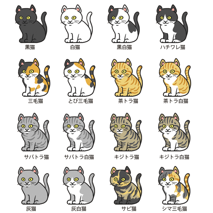 animal_focus, annotated, black_cat, calico, cat, grey_cat, kawasaki_satoshi, no_humans