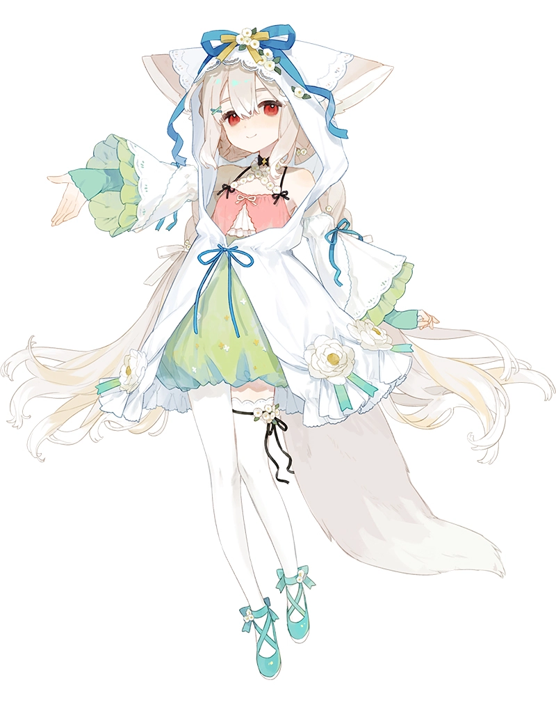 1girl, ahoge, animal_ear_fluff, animal_ears, artist_name, asymmetrical_legwear, bacheally, bare_shoulders