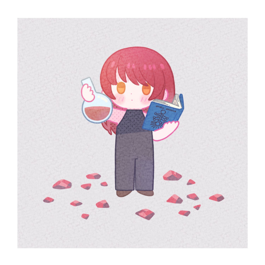 1girl, 7_days_to_end_with_you, bare_arms, blush_stickers, bodysuit, book, border, chibi
