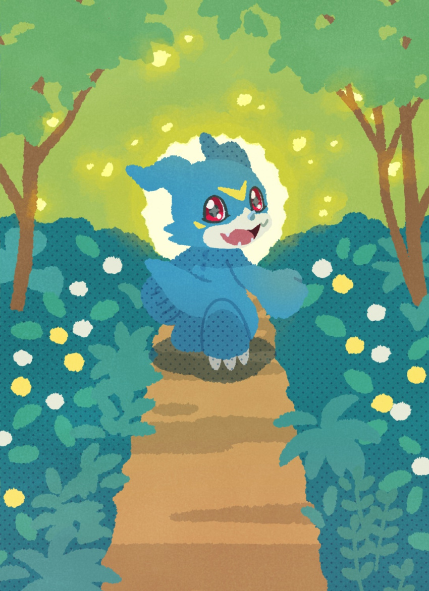 animal_focus, bush, claws, commentary_request, day, digimon, digimon_(creature), digimon_adventure_02