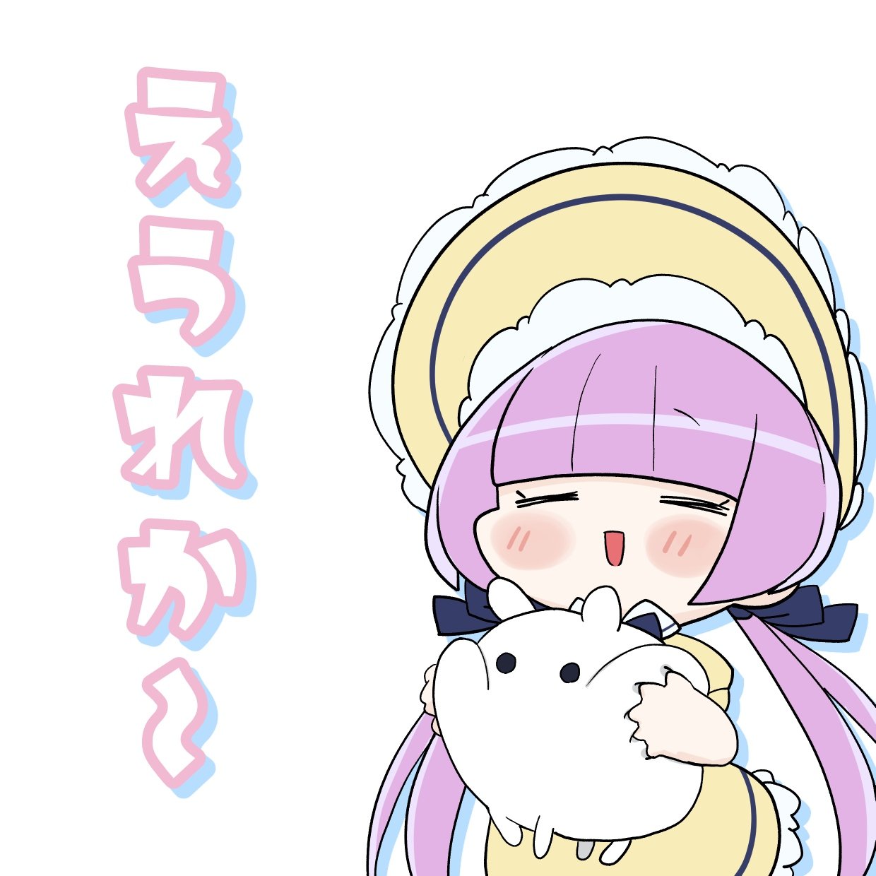 1girl, =_=, akichi_360, baba_(baba_is_you), baba_is_you, blunt_bangs, blush, bonnet