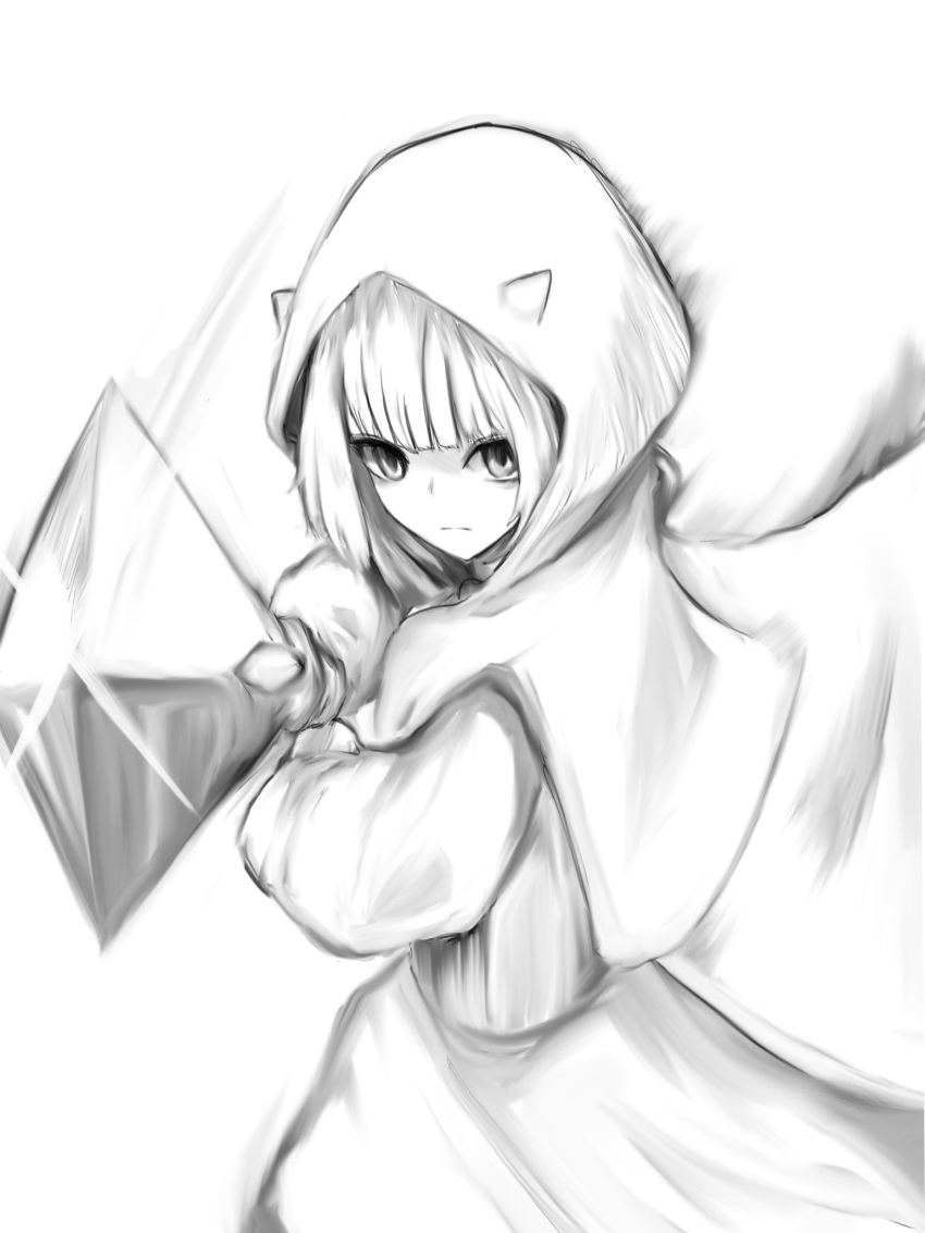 1girl, brown_dust_2, chest_armor, cloak, closed_mouth, demon_horns, dress, expressionless