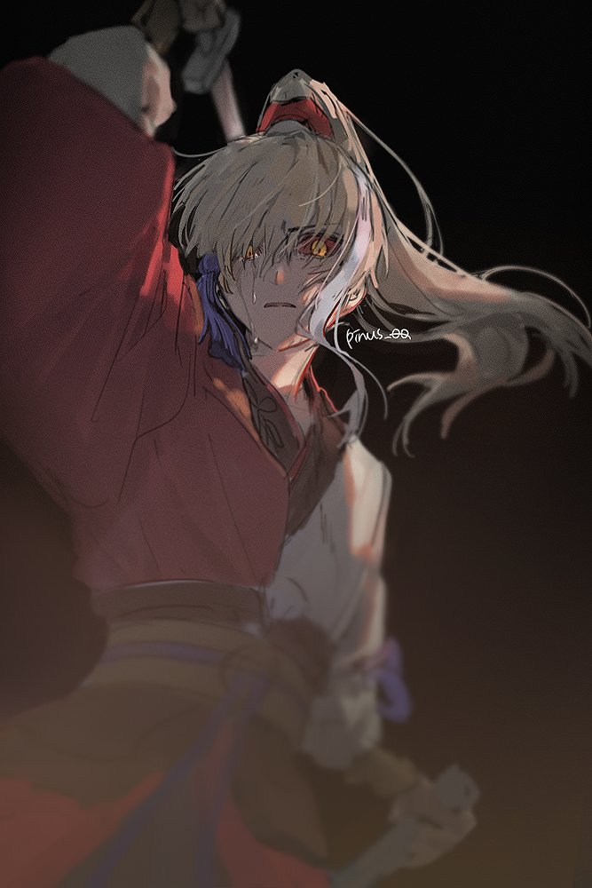 1boy, archer_(fate/samurai_remnant), chinese_clothes, colored_sclera, crying, fate/samurai_remnant, fate_(series), grey_hair