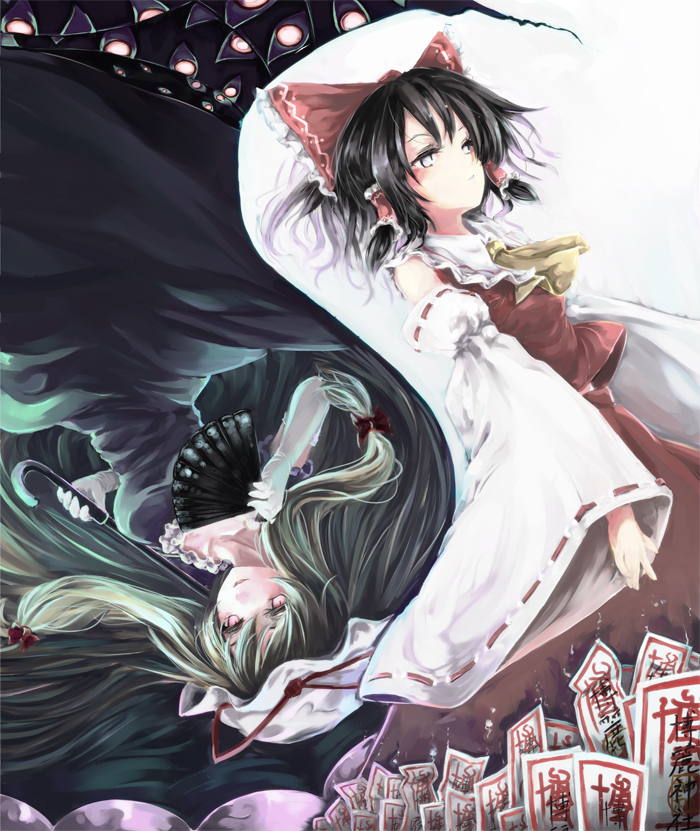 bow, brown_hair, childofa, detached_sleeves, hair_bow, hakurei_reimu, hat, long_hair