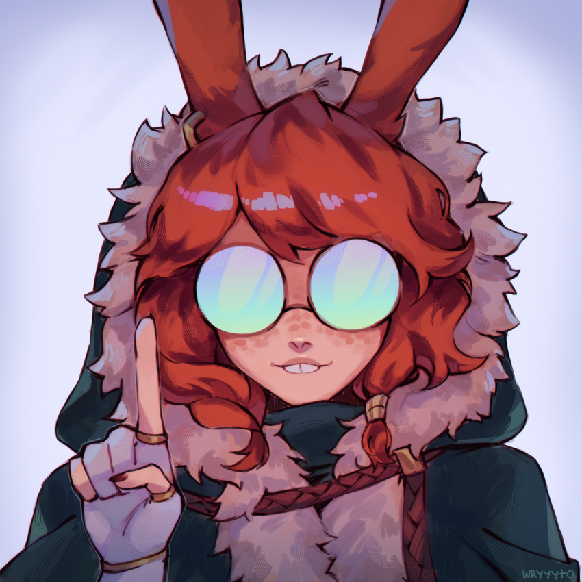 1girl, absurdres, animal_ears, artist_name, aurora_(league_of_legends), black_nails, coat, earrings