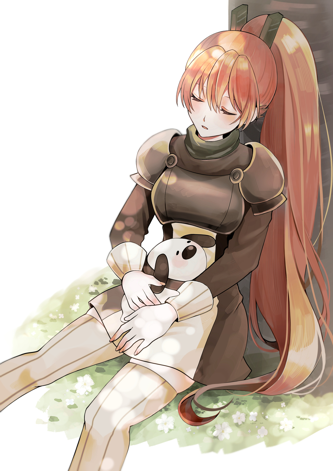 1girl, akame_ga_kill!, animal, animal_on_lap, armor, black_skirt, blush, brown_hair