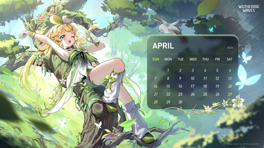 1girl, ;o, april, arm_up, armpits, bare_shoulders, bird, black_choker