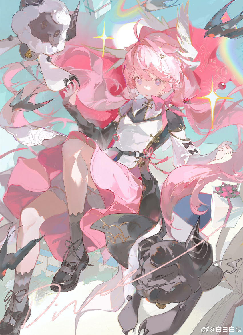 1girl, :o, absurdres, ahoge, artist_name, asymmetrical_sleeves, bag, baibaibaizai