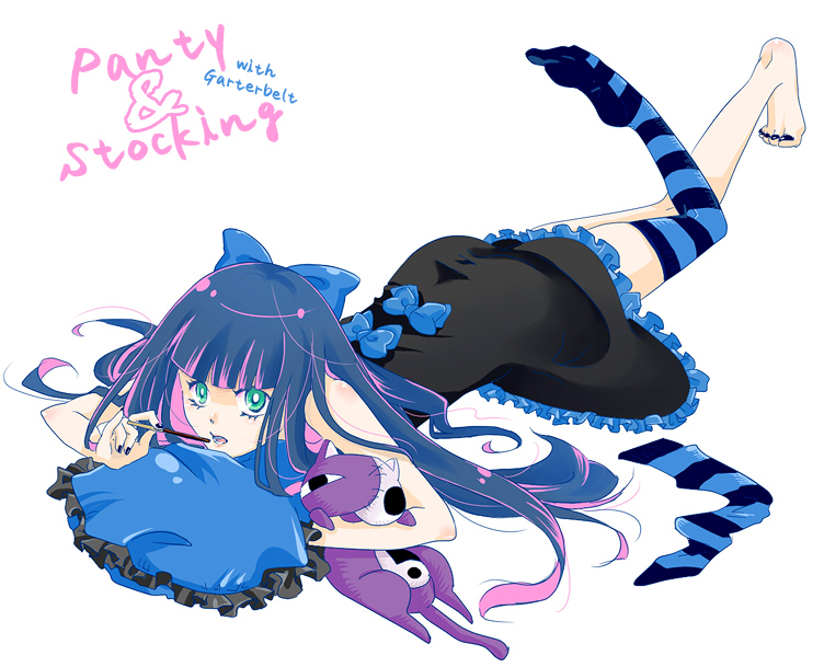 blue_hair, bow, dress, gothic_lolita, hair_bow, honekoneko_(psg), lolita_fashion, long_hair