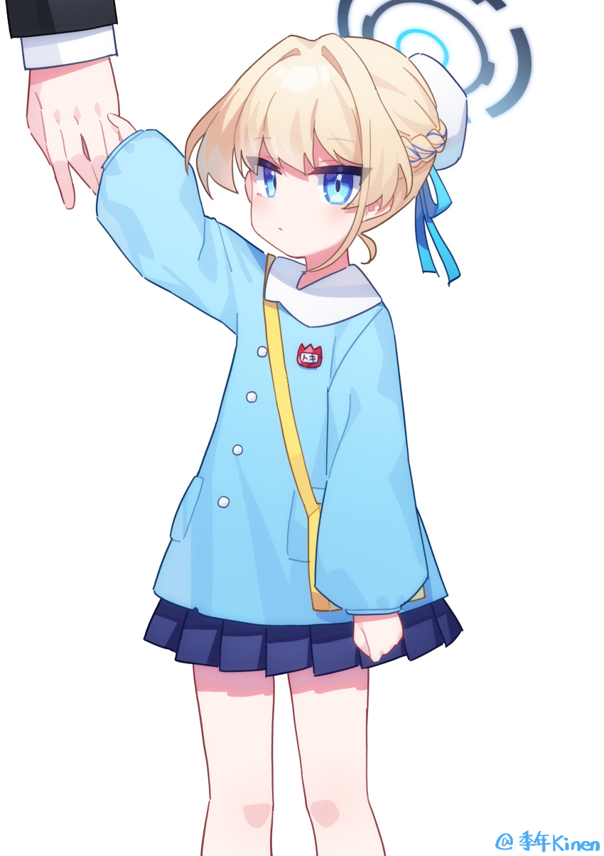 1girl, 1other, absurdres, aged_down, alternate_costume, blonde_hair, blue_archive, blue_eyes